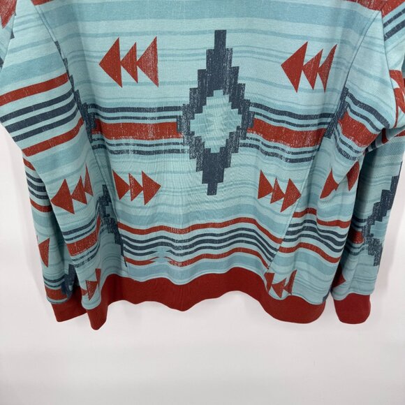 Cruel Pullover Sweatshirt Womens XXL Blue Orange Western Aztec Print Cotton Blen - Picture 7 of 9